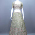 Premium Sage Green Heavy Embroidered Bridal Lehenga Choli with Dupatta