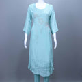 Sky Blue Silk Straight Kurta Set with Dupatta Festive Wear
