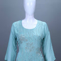 Sky Blue Silk Straight Kurta Set with Dupatta Festive Wear