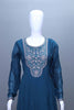 Teal Blue Embroidered Silk Straight Suit Set with Matching Dupatta