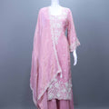 Elegant Pink Embroidered Silk Kurta Set with Palazzo And Dupatta
