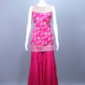 Rani Pink Printed Kurti with Ruffle Cape and Sharara Set Festive Wear