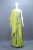 Lime Yellow Embroidered Silk Palazzo Set with Matching Dupatta