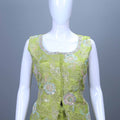 Lime Yellow Embroidered Silk Palazzo Set with Matching Dupatta