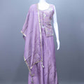 Lavender Embroidered Silk Crop Top and Sharara Set with Dupatta