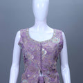 Lavender Embroidered Silk Crop Top and Sharara Set with Dupatta