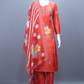 Elegant Red Floral Printed Kurta Set with Matching Dupatta Party Wear