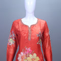 Elegant Red Floral Printed Kurta Set with Matching Dupatta Party Wear
