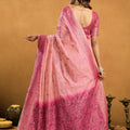 Beautiful Pink Premium Spun Cotton Zari Woven Saree Zhallar for Women
