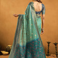 Graceful Sea Green Premium Spun Cotton Zari Woven Saree Zhallar for Women