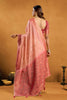Premium Peach Premium Spun Cotton Zari Woven Saree Zhallar for Women