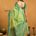 Gorgeous Pista Green Premium Spun Cotton Zari Woven Saree Zhallar for Women