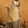 Awesome Cream Premium Spun Cotton Zari Woven Saree Zhallar for Women
