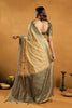 Awesome Cream Premium Spun Cotton Zari Woven Saree Zhallar for Women