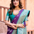 Stylish Purple Banarasi Silk Zari Woven Designer Saree for Women