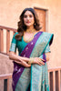 Stylish Purple Banarasi Silk Zari Woven Designer Saree for Women