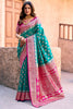 Luxury Sea Green Banarasi Silk Zari Woven Designer Saree for Women