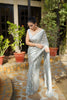 Luxury Silver Grey Georgette Embroidery Work Saree
