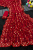 Premium Red Georgette Foil Print Work Party Wear Saree