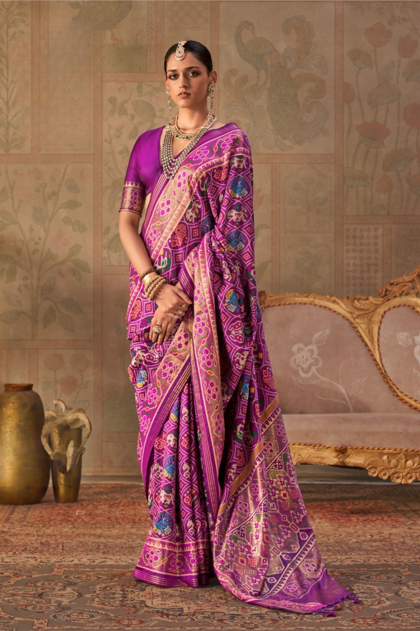 Royal Purple Patola Silk Saree Traditional Patola Weaving for Wedding