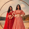 Stunning Red Butterfly Net Embroidered Designer Lehenga Choli with Dupatta for Wedding