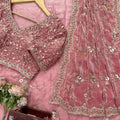 Lovely Pink Fendy Silk Heavy Beads Work Sequin Work Saree for Women