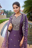 Elegant Purple Embroidered Straight Suit with Printed Dupatta for Festive and Party Wear