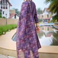 Elegant Purple Embroidered Straight Suit with Printed Dupatta for Festive and Party Wear