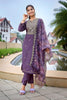 Elegant Purple Embroidered Straight Suit with Printed Dupatta for Festive and Party Wear