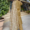 Trendy Beige Embroidered Straight Suit with Printed Dupatta for Festive and Party Wear