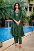 Latest Dark Green Embroidered Straight Suit with Printed Dupatta for Festive and Party Wear
