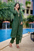 Latest Dark Green Embroidered Straight Suit with Printed Dupatta for Festive and Party Wear