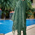 Latest Dark Green Embroidered Straight Suit with Printed Dupatta for Festive and Party Wear