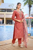 Ideal Rust Orange Embroidered Straight Suit with Floral Printed Dupatta for Festive and Party Wear