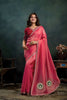 Rani Pink Organza Silk Saree with Embroidered Border Designer Blouse 