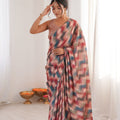 Multicolor Printed Chiffon Saree with Abstract Pattern Designer Blouse 