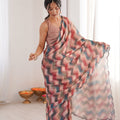 Multicolor Printed Chiffon Saree with Abstract Pattern Designer Blouse
