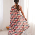 Multicolor Printed Chiffon Saree with Abstract Pattern Designer Blouse