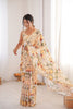 Pastel Floral Printed Georgette Saree Elegant Border Party Wear Saree