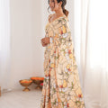 Pastel Floral Printed Georgette Saree Elegant Border Party Wear Saree