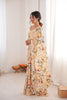 Pastel Floral Printed Georgette Saree Elegant Border Party Wear Saree