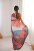 Multicolor Printed Georgette Saree Elegant Border Matching Blouse