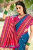 Teal Blue Paithani Silk Saree with Pink Gold Zari Border