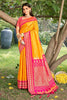 Mustard Yellow Paithani Silk Saree with Pink Gold Zari Border