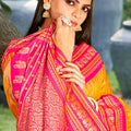 Mustard Yellow Paithani Silk Saree with Pink Gold Zari Border