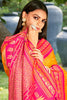 Mustard Yellow Paithani Silk Saree with Pink Gold Zari Border