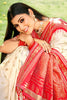 Cream Paithani Silk Saree with Red Gold Zari Border Traditional Wear