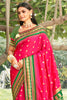 Rani Pink Paithani Silk Saree with Green Gold Zari Border Traditional Wear