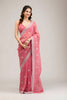 Elegant Rose Pink Embroidered Crunchy Chiffon Saree with Designer Blouse for Wedding