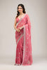 Elegant Rose Pink Embroidered Crunchy Chiffon Saree with Designer Blouse for Wedding